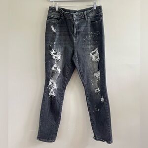 Just Blue Distressed Jeans‎ Black Grey Boyfriend Fit Size 32